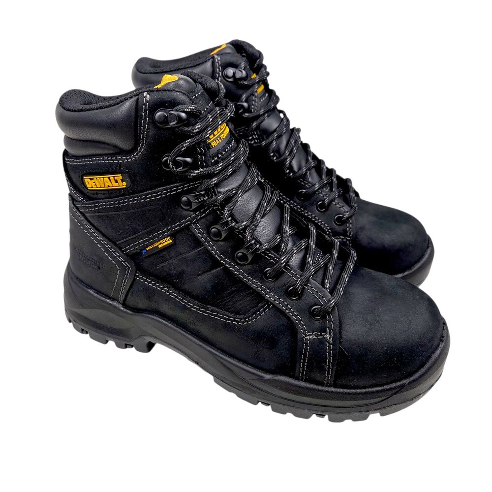DeWalt Wheeler ST Work Boots Black Leather Oil Resist Waterproof Mens Size 7M - Picture 1 of 10